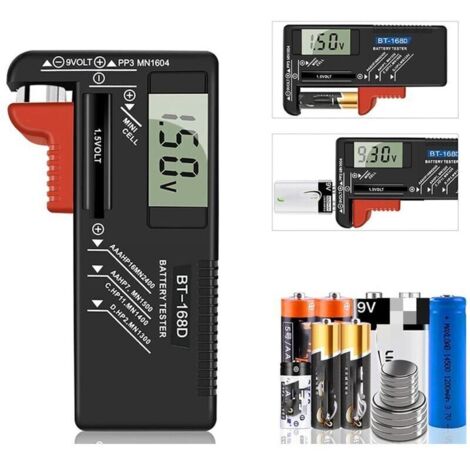 Testeur de Piles numérique,Testeur de Piles Universel,Batterie Testeur,pour AA, AAA, C, D, PP3, 9V, 1.5V, Piles Bouton - Fonctionne sans Pile
