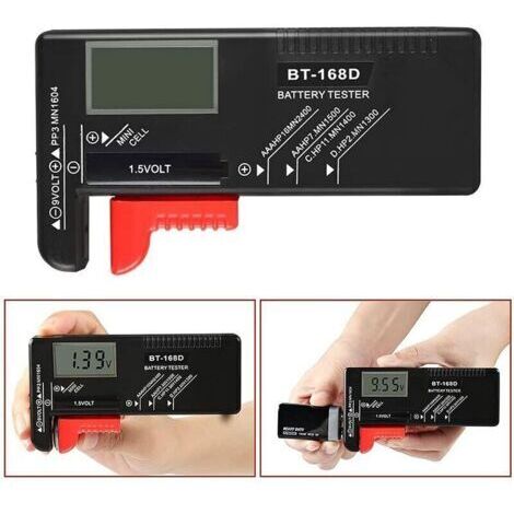 Testeur de Piles numérique,Testeur de Piles Universel,Batterie Testeur,pour AA, AAA, C, D, PP3, 9V, 1.5V, Piles Bouton - Fonctionne sans Pile
