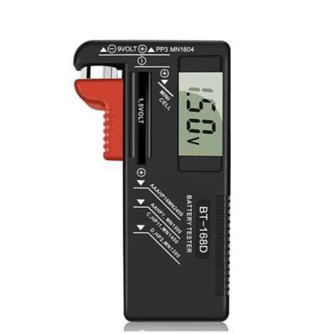 Testeur de Piles numérique,Testeur de Piles Universel,Batterie Testeur,pour AA, AAA, C, D, PP3, 9V, 1.5V, Piles Bouton - Fonctionne sans Pile