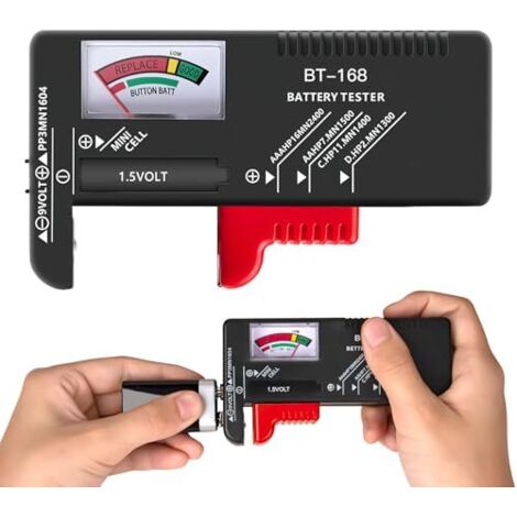 Testeur de Piles Universel Pile pour AA, AAA, C, D, 9V & Bouton 1.5V Contrôleur Tension Batterie Maison et Usage Quotidien -