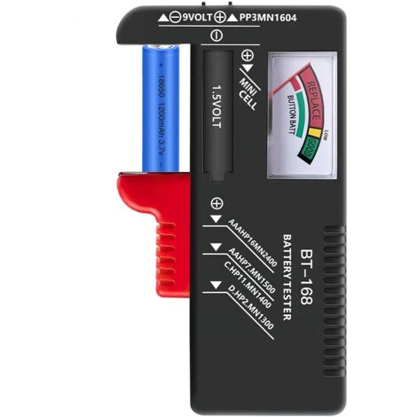 Testeur de Piles Universel, Testeur de Batterie de Piles Numérique, Contrôleur de Tension de Batteries Bouton Tester pour AA AAA C D 9V 1.5V LR03 LR6 LR14 LR20 Piles Batteries à clé à clé (BT-168)