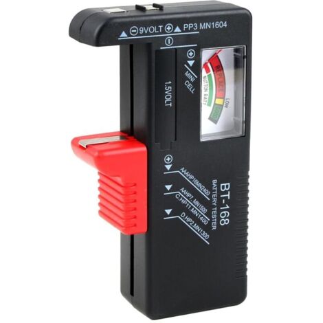 Testeur de Piles Universel, Testeur Pile Numérique pour AA, AA, C, D, PP3, 9V, 1.5V, Piles Bouton,Fonctionne Sans Pile,Testeur Piles Idéal pour Tester vos Anciennes Batteries (Modèle: BT-168)