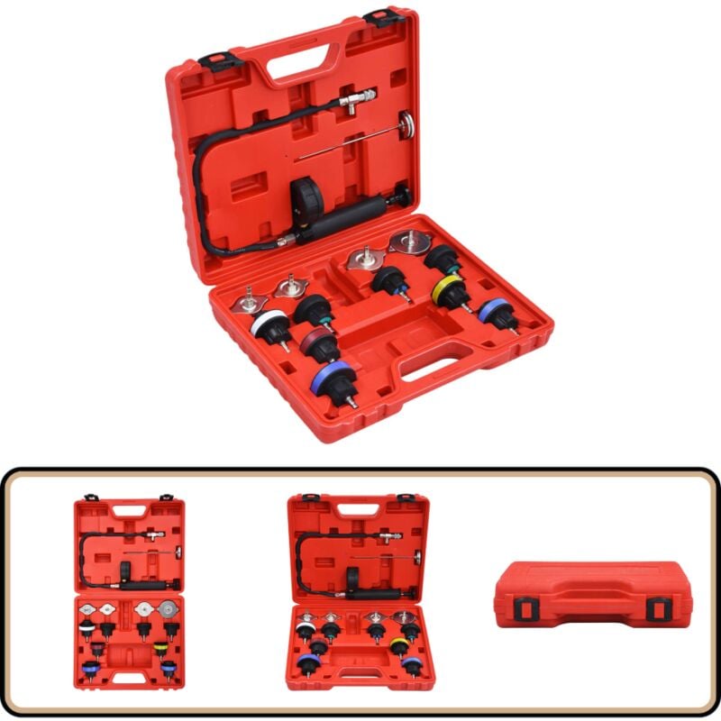 Vidaxl - Testeur de pression pour refroidissement et bouchon 14 pcs - Kit De Test De Pression - Radiateur - Fuite - Voiture - Automobile