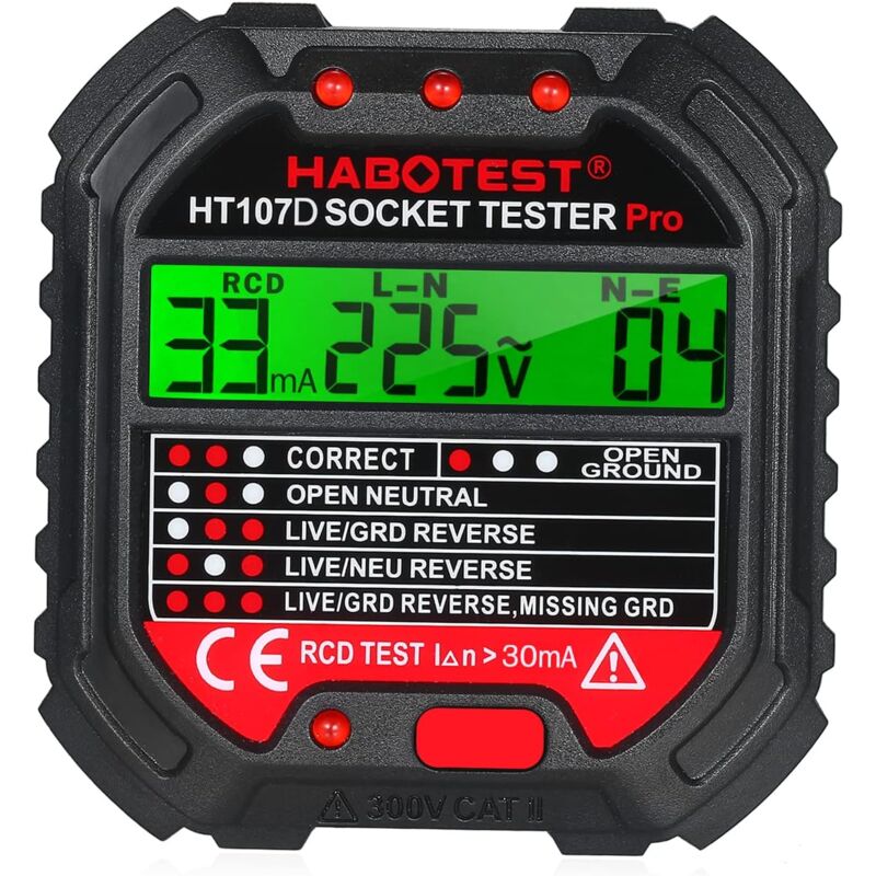 Testeur de Prise 90-250V Testeur de Circuit Electrique Courant Automatique Détecteur de Tension de Polarité, Testeurs de circuits