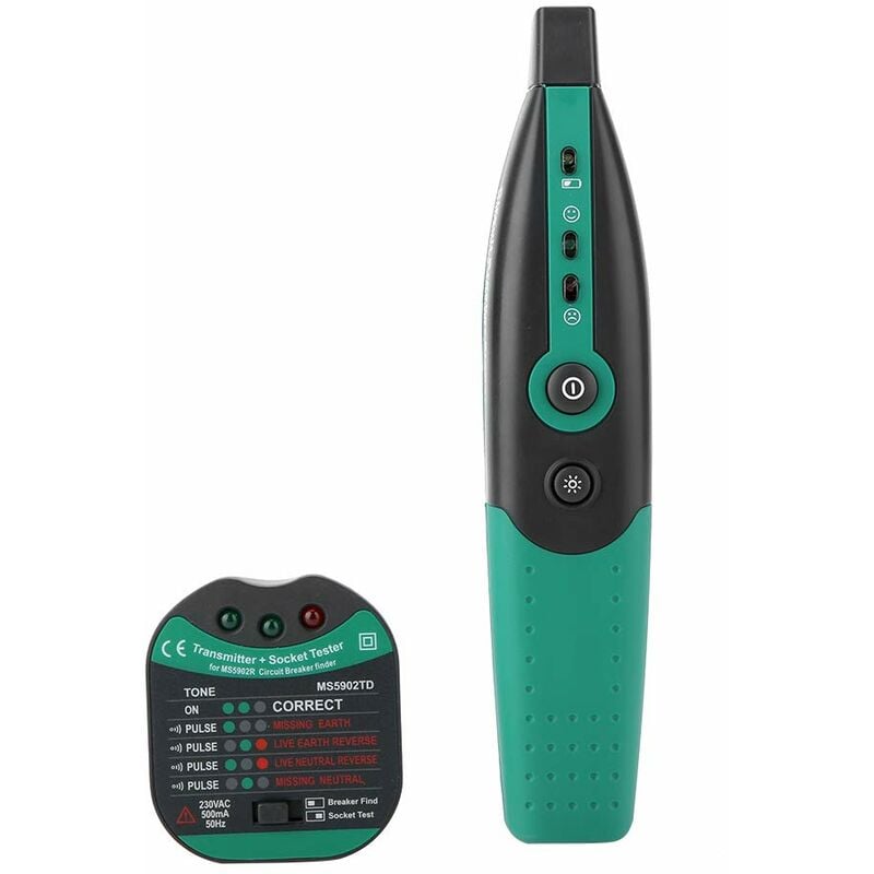 Ej.Life Testeur de prise avec lampe de poche, détecteur de fusible de disjoncteur, testeur de prise d'avertissement de batterie faible, pour la