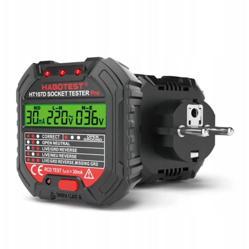 Testeur De Prise Électrique Avec Grand Écran Lcd Test Rcd Habotest