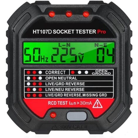 Testeur de Prise HABOTEST HT107D EU90-250V 45-65Hz Testeur Prise Electrique with LCD Ecran