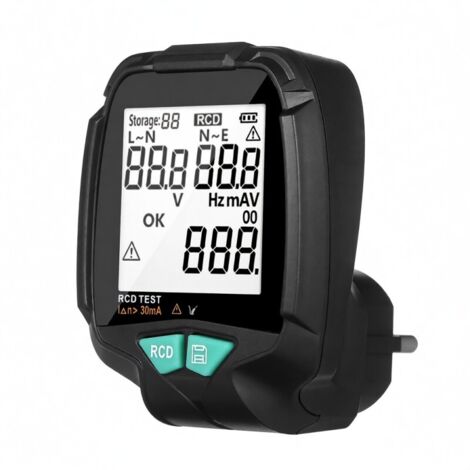 Testeur de Prise Multifonction avec Écran LCD Numérique, Détecteur de Circuit Électrique, Testeur RCD, Vérificateur de Fil de Terre et Polarité