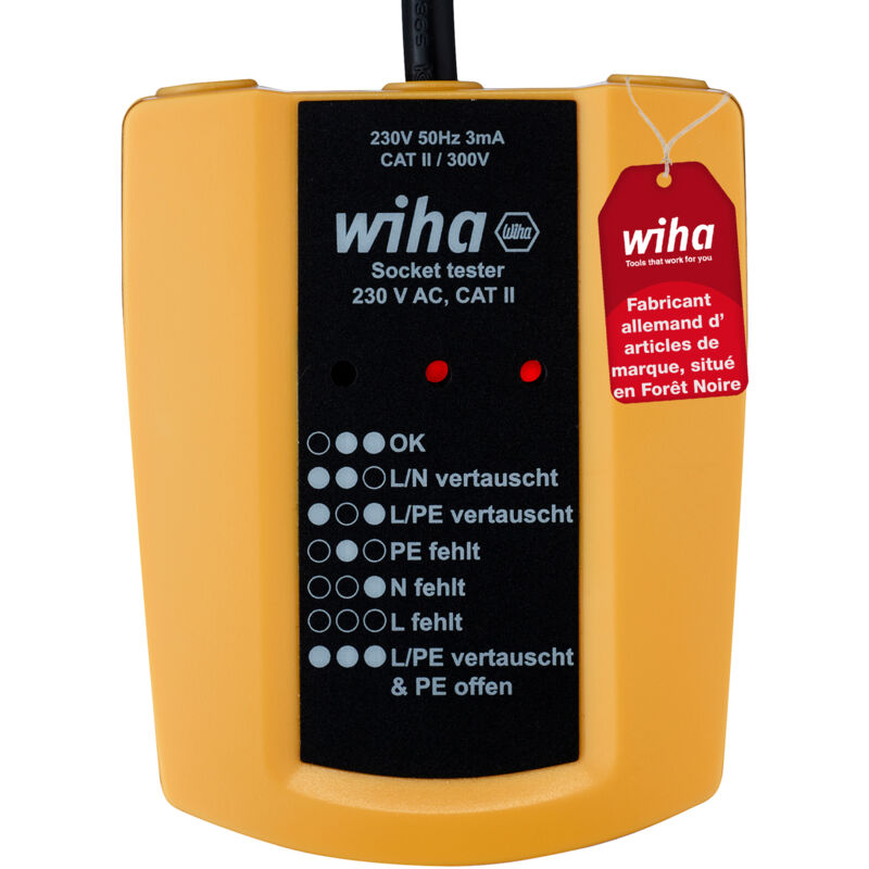 Wiha Steckdosentester 230 V AC, CAT II SB25561 (45220)