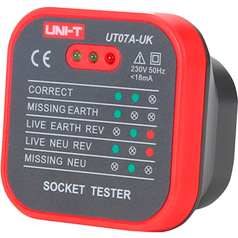 Testeur de prises électriques uk - Vérification des erreurs de câblage - Test de possibles fuites