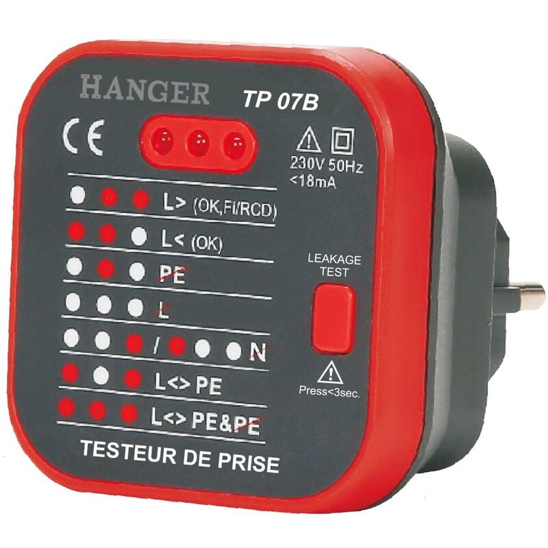 Testeur de prises Rcd tp 07B Hanger 180009