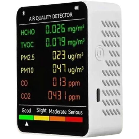 Testeur de qualité de l'air multifonctionnel 6 en 1 avec écran LCD mural (voir image)