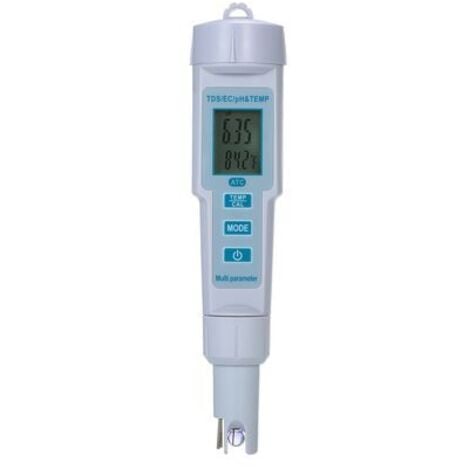 ASUPERMALL Testeur de qualité de l'eau 4 en 1 pH/EC/TDS/compteur de température IP55, étanche, arrêt automatique, affichage rétro-éclairé, blanc PH-686