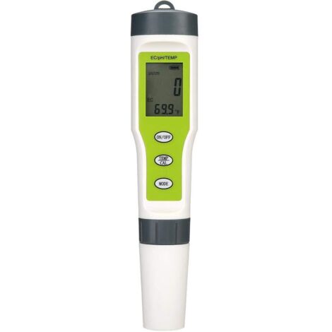 Testeur de qualité de l'eau numérique professionnel 3 en 1 pH EC, testeur de température idéal pour la maison, l'eau potable, aquarium, piscines et hydroponie.