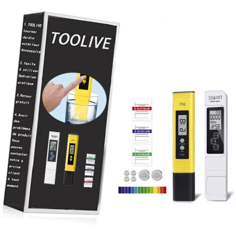 Testeur de Qualité de l'eau, Testeur PH Mètre Électronique, TDS&EC Mètre Température, Auto Calibration, TDS PH EC Température 4 en 1 Set pour Piscine, Aquarium, Aystème RO, Laboratoire