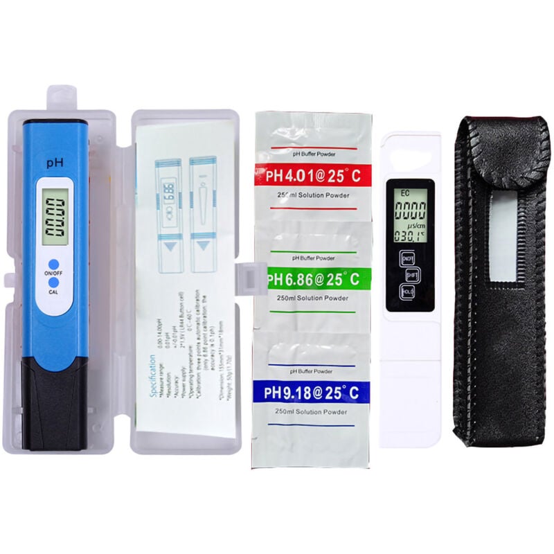 Testeur de qualité d'eau numérique haute précision PH Meter TDS Meter for Hydroponics Aquariums Drinking Water Blue PH01 and White Meter