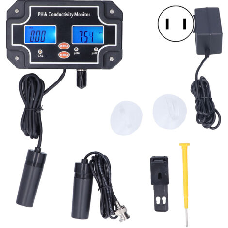 Testeur de Qualité d'Eau pH/EC PH‑2681 pour Aquarium avec Affichage Rétroéclairé, ATC, 0‑14.00pH, 0‑19.99ms/cm, DC6V, 555g