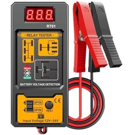 Testeur de Relais Batterie,Détecteur tension électrique avec câbles à pinces - relais 4 et 5 broches  Pour Voitures Berlines Camions Pick-up Monospaces Motos
