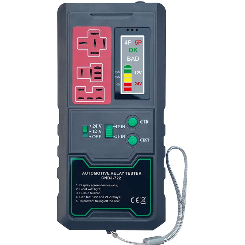Lifcausal - Testeur de relais électronique automobile 12 v 24 v Vérificateur de batterie de voiture Voyant led Testeur de relais de voiture Outils de
