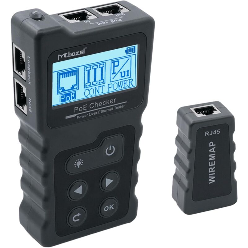 Testeur de Réseau RJ45 avec Testeur de Câble LCD, Testeur de tension Testeur pour test POE, Instrument de Mesure de Réseau Testeur de Puissance de