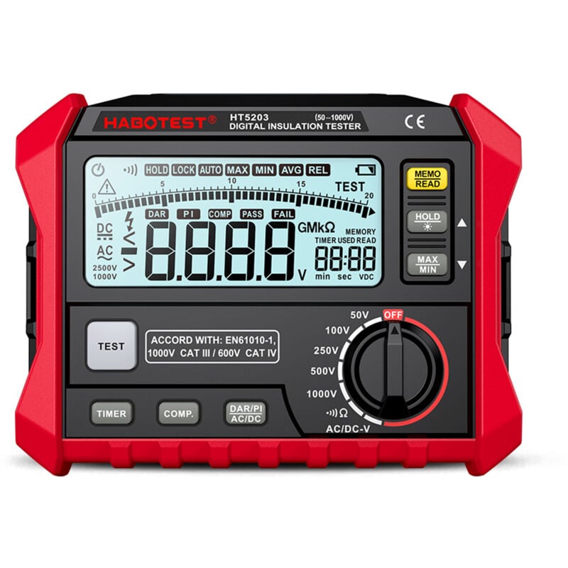 Lifcausal - testeur de résistance d'isolation électrique Megger testeur de résistance d'isolation numérique haute précision compteur de résistance
