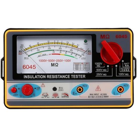 Testeur de résistance d'isolement numérique, 100 V/250 V/500 V/1 000 V, mégohmmètre, ohmmètre, mégohmmètre d'isolement, plage de mesure de 0 à 2 000 mΩ