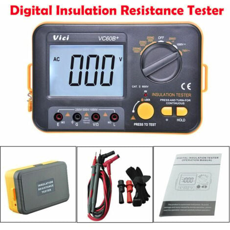 SEVENGIRL Testeur de résistance d'isolement numérique Megger MegOhm Meter 1000V 0.1 2000MΩ VC60