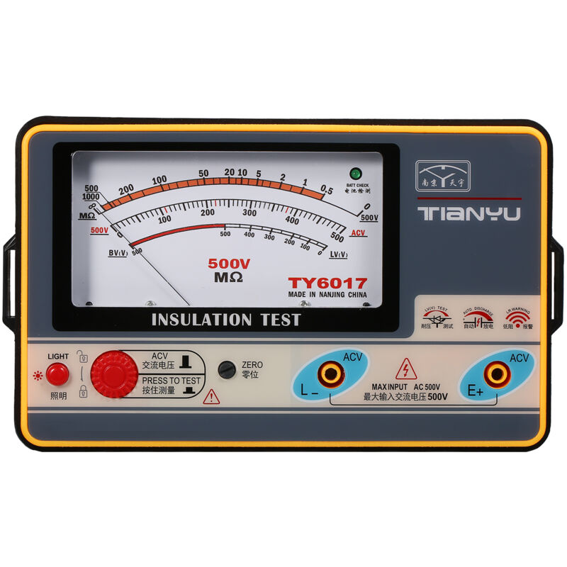Lifcausal - Testeur de résistance d'isolement Ohmmètre numérique Megger Testeur d'isolement portatif Megameter 0-1000MΩ 500V Instrument de mesure