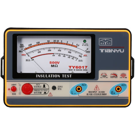 Testeur de résistance d'isolement Ohmmètre numérique Megger Testeur d'isolement portatif Megameter 0-1000MΩ 500V Instrument de mesure d'isolement mégohmmètre haute précision