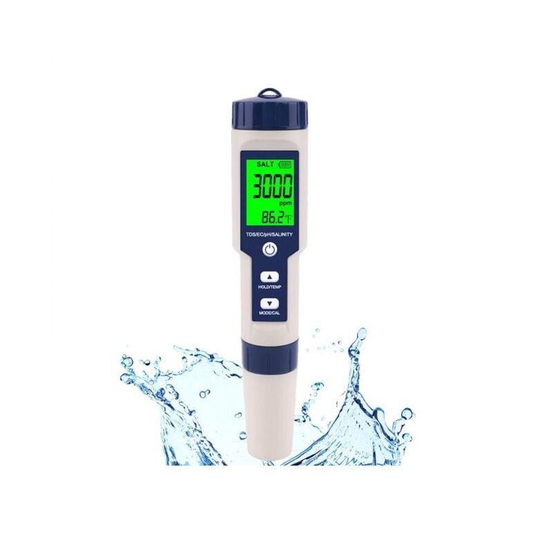 Cyslmuk - Testeur de Salinité 5 en 1 de Haute PréCision pour l' SaléE, Kit de Test éTanche IP67