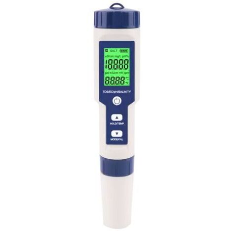 Testeur de salinité de piscine, testeur numérique de salinité de l'eau de mer 5 en 1, Kit de Test étanche Ip67