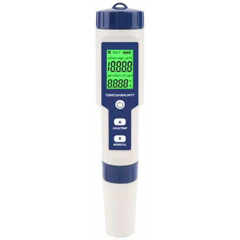 Testeur De Sel De Piscine, Testeur De Sel D'Eau De Mer Numérique 5 En 1, Kit De Test Étanche Ip67