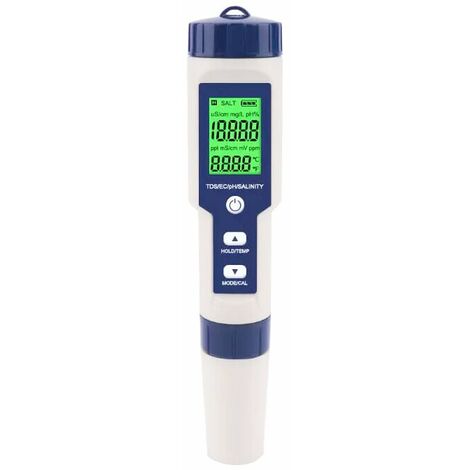 Testeur De Sel De Piscine, Testeur De Sel D'Eau De Mer Numérique 5 En 1, Kit De Test Étanche Ip67