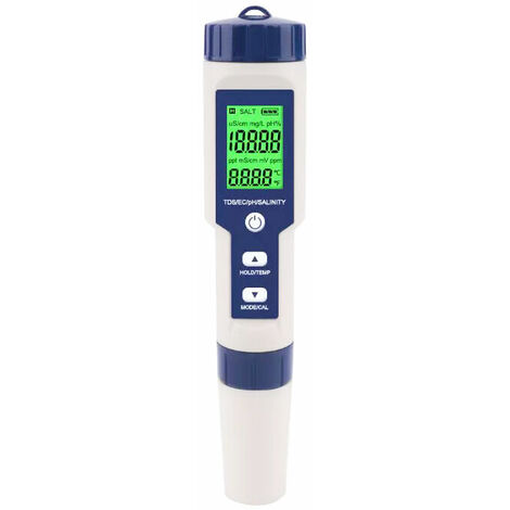 Testeur De Sel De Piscine, Testeur De Sel D'Eau De Mer Numérique 5 En 1, Kit De Test Étanche Ip67
