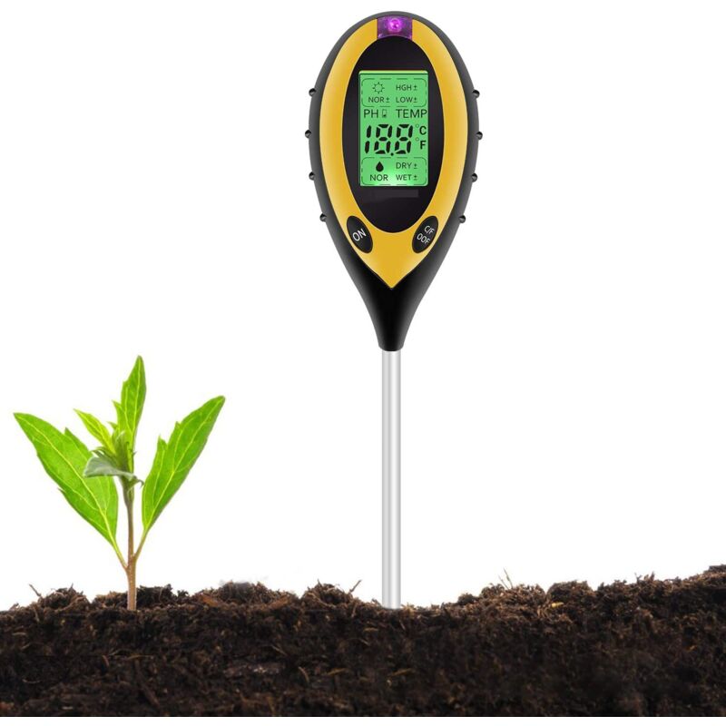 Langray - Testeur de Sol, 4 en 1 Soil Tester PH-mètre, lumière du Soleil, température, hygromètre pour Jardin Ferme Pelouse Intérieur en Plein Air