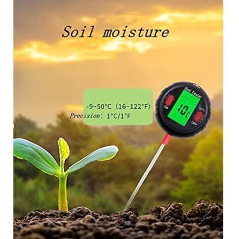 Testeur De Sol 5 En 1humidité/Ph/TempéRature/Humidité/LumièRe Pour Jardinage, Pelouse, Agriculture Et Plantes D'ExtéRieur
