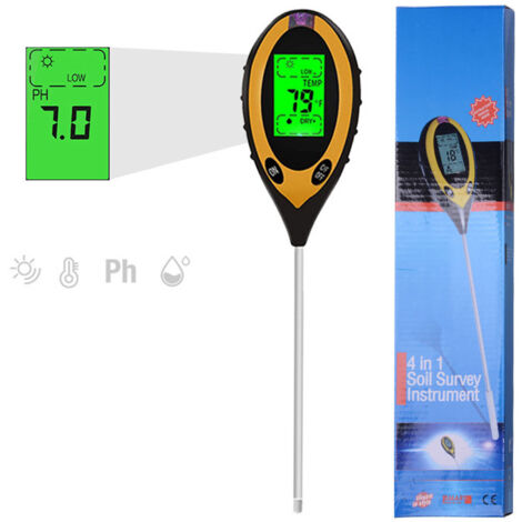 Testeur de sol PH mètre humidité éclairage capteur de température affichage LED pour jardin anglais