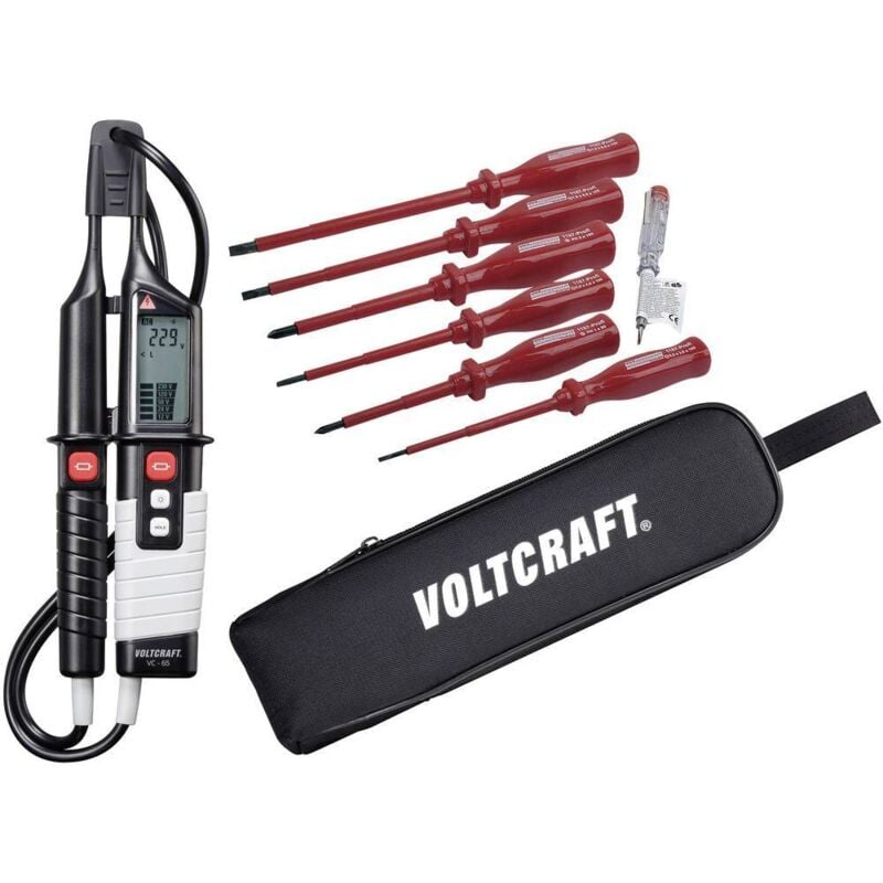 Testeur de tension à 2 pôles Voltcraft vc 65 cat iii 1000 v, cat iv 600 v lcd, Acoustique, led