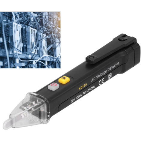 Testeur de tension AC Noir KD16A avec signalisation auditive et lumineuse - Tester électricité portable pour 64-600V CAT III 1000V