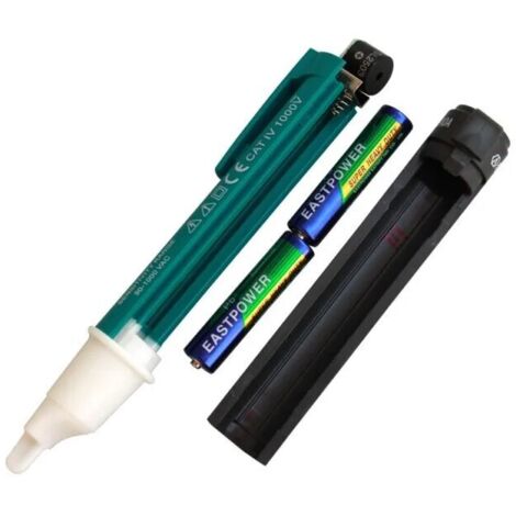 Testeur de Tension AC Sans Contact 24-1000V Alarme Sonore et Lumineuse Lampe Incluse Compact 150x23x18 mm