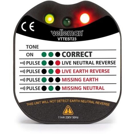 Testeur De Tension Et De Terre Pour Prise Murale - Cat Ii - 230 V - Indication Par Led Et Buzzer