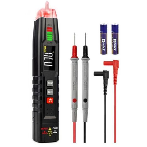 Testeur de Tension Multifonction, Multimetre Automatique, Détecteur de Tension sans Contact, Stylo de Tension Électrique avec Écran et Lampe de Poche, Test de Résistance, Capacité, Diodes