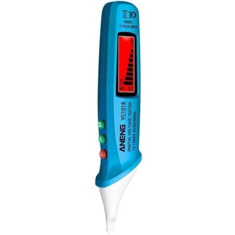Testeur de tension numérique LCD sans contact 12 V-1000 V Testeur de stylo multifonctionnel Détecteur de tension AC/DC Crayon de test de batterie de continuité électrique avec alarme sonore et