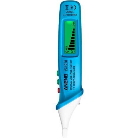 Testeur de tension numérique LCD sans contact 12V-1000V Testeur de stylo multifonction Détecteur de tension AC/DC Crayon de test de batterie de continuité électrique avec alarme sono
