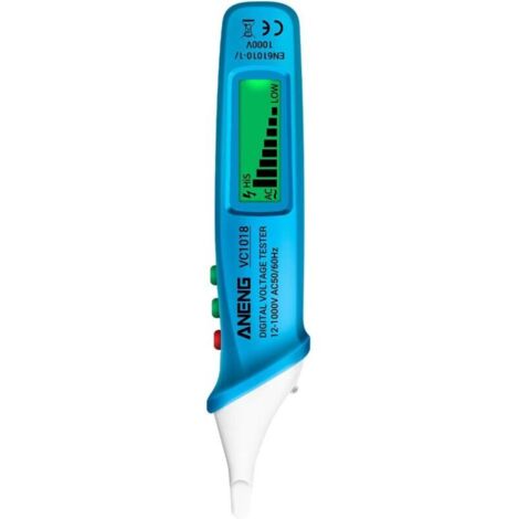 Testeur de tension numérique LCD sans contact 12V-1000V Testeur de stylo multifonction Détecteur de tension AC/DC Crayon de test de batterie de continuité électrique avec alarme sono