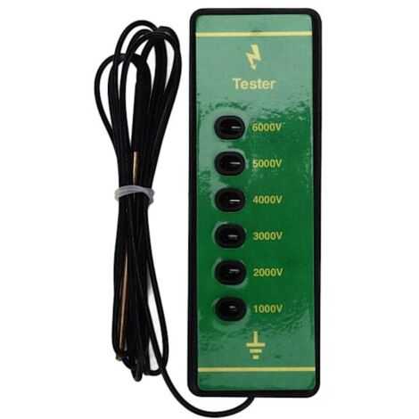 Testeur de tension pour clôture électrique, 6 voyants lumineux, tension maximale 6000V, adapté au dépannage des problèmes de clôture pour animaux dans les enclos d'élevage.