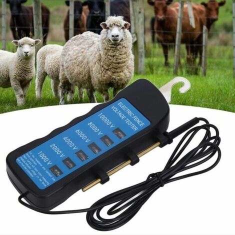Testeur de tension pour clôture électrique, portable avec 6 lumières pour détecter la tension de clôture, idéal pour l'équipement agricole, la clôture électrique pour le bétail et le jardin.