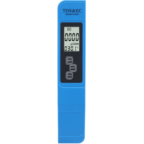 Testeur d'Eau 3‑en‑1 Portable - Mesure TDS, EC et Température avec Écran LED HD Bleu
