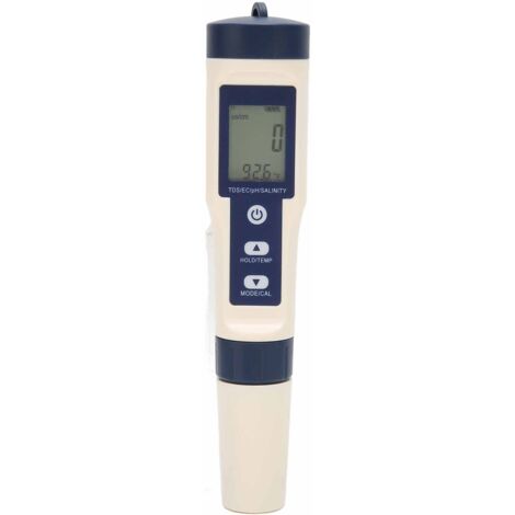 Testeur d'eau 5 en 1 portable - Mesure pH, salinité, température, TDS et conductivité