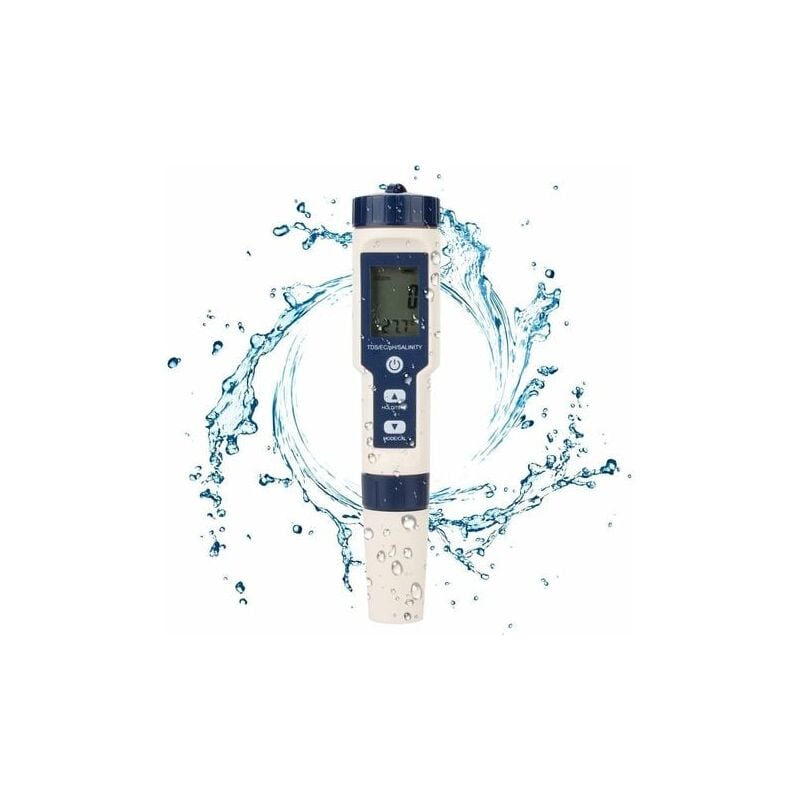 Testeur d'eau multifonctionnel 5 en 1, numérique TDS/EC/salinité/PH/température pour eau potable, piscine, aquarium, aquarium et culture hydroponique